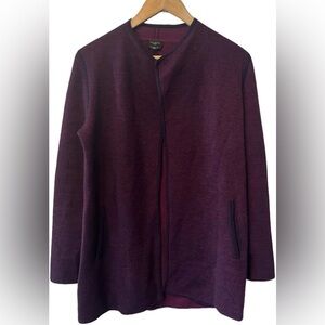 Talbots Deep Plum Textured Open-Front Coatlet/cardigan